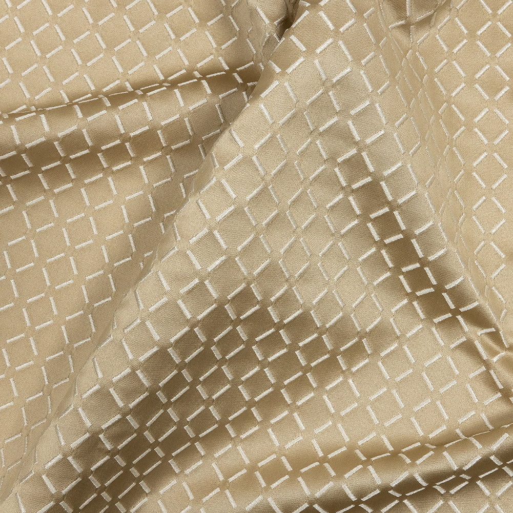 Satin-Faced Jacquard - Gold Broken Diamonds - British Imported