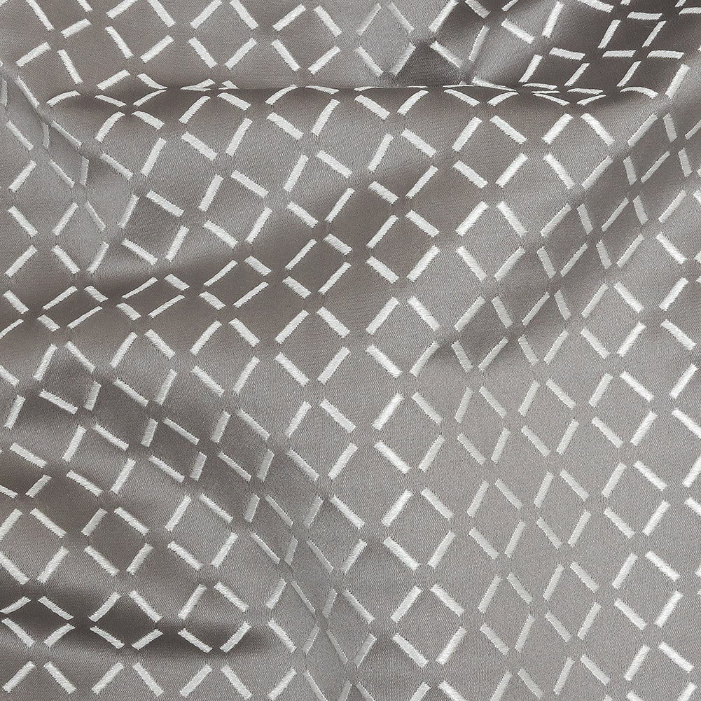 Satin-Faced Jacquard - Graphite Broken Diamonds - British Imported