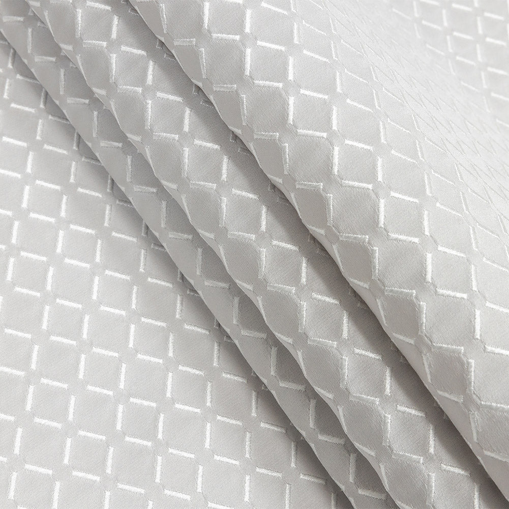 Satin-Faced Jacquard - Platinum Broken Diamonds - British Imported