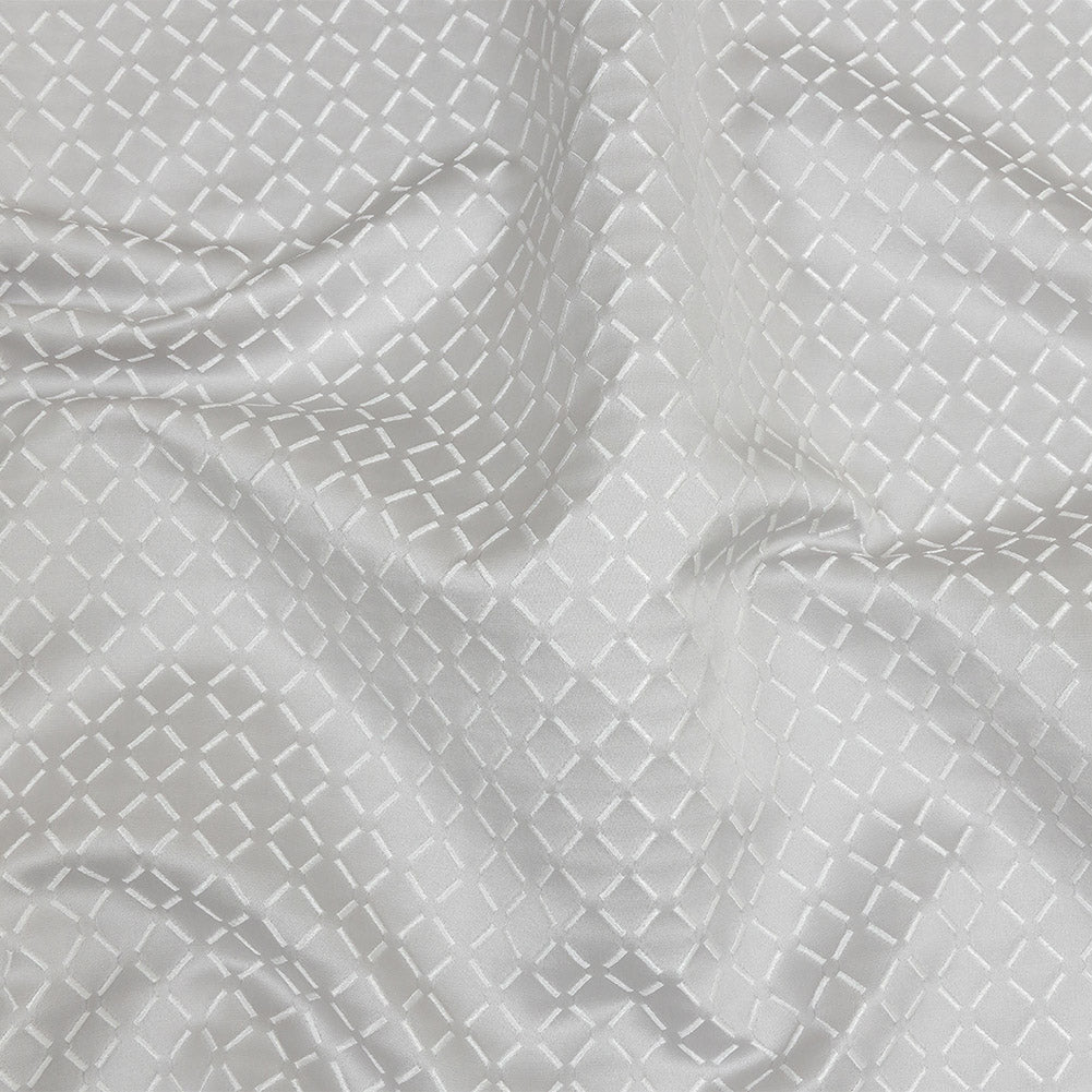 Satin-Faced Jacquard - Platinum Broken Diamonds - British Imported