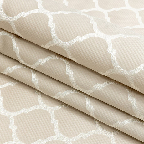 Satin-Faced Jacquard - Champagne Moroccan Quatrefoil - British Imported