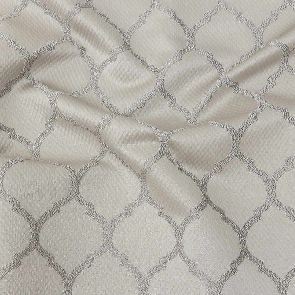 Satin-Faced Jacquard - Fawn Moroccan Quatrefoil - British Imported