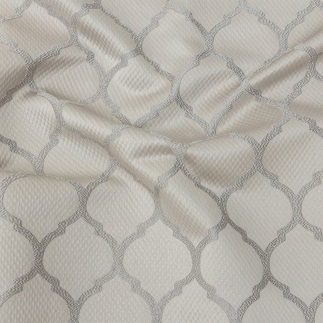Satin-Faced Jacquard - Fawn Moroccan Quatrefoil - British Imported