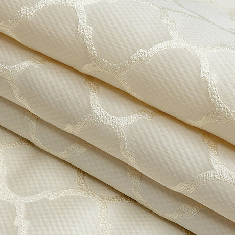 Satin-Faced Jacquard - Ivory Moroccan Quatrefoil - British Imported