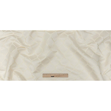 Satin-Faced Jacquard - Ivory Moroccan Quatrefoil - British Imported