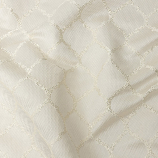 Satin-Faced Jacquard - Ivory Moroccan Quatrefoil - British Imported