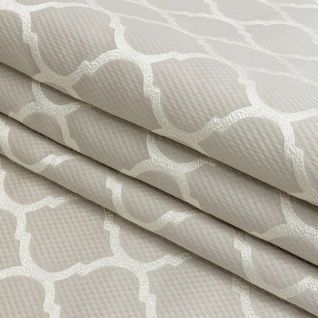 Satin-Faced Jacquard - Oyster Moroccan Quatrefoil - British Imported