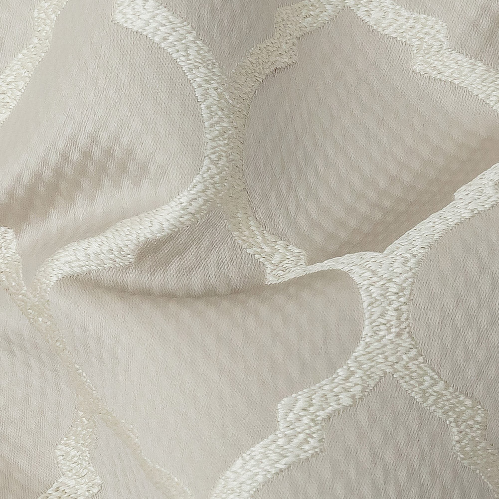 Satin-Faced Jacquard - Oyster Moroccan Quatrefoil - British Imported