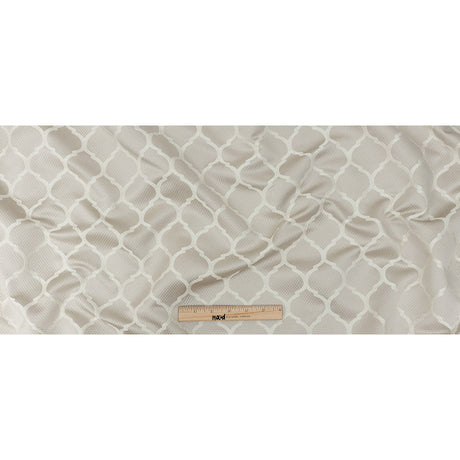 Satin-Faced Jacquard - Oyster Moroccan Quatrefoil - British Imported