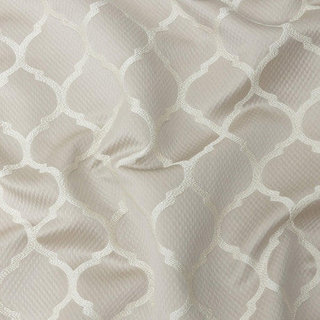 Satin-Faced Jacquard - Oyster Moroccan Quatrefoil - British Imported