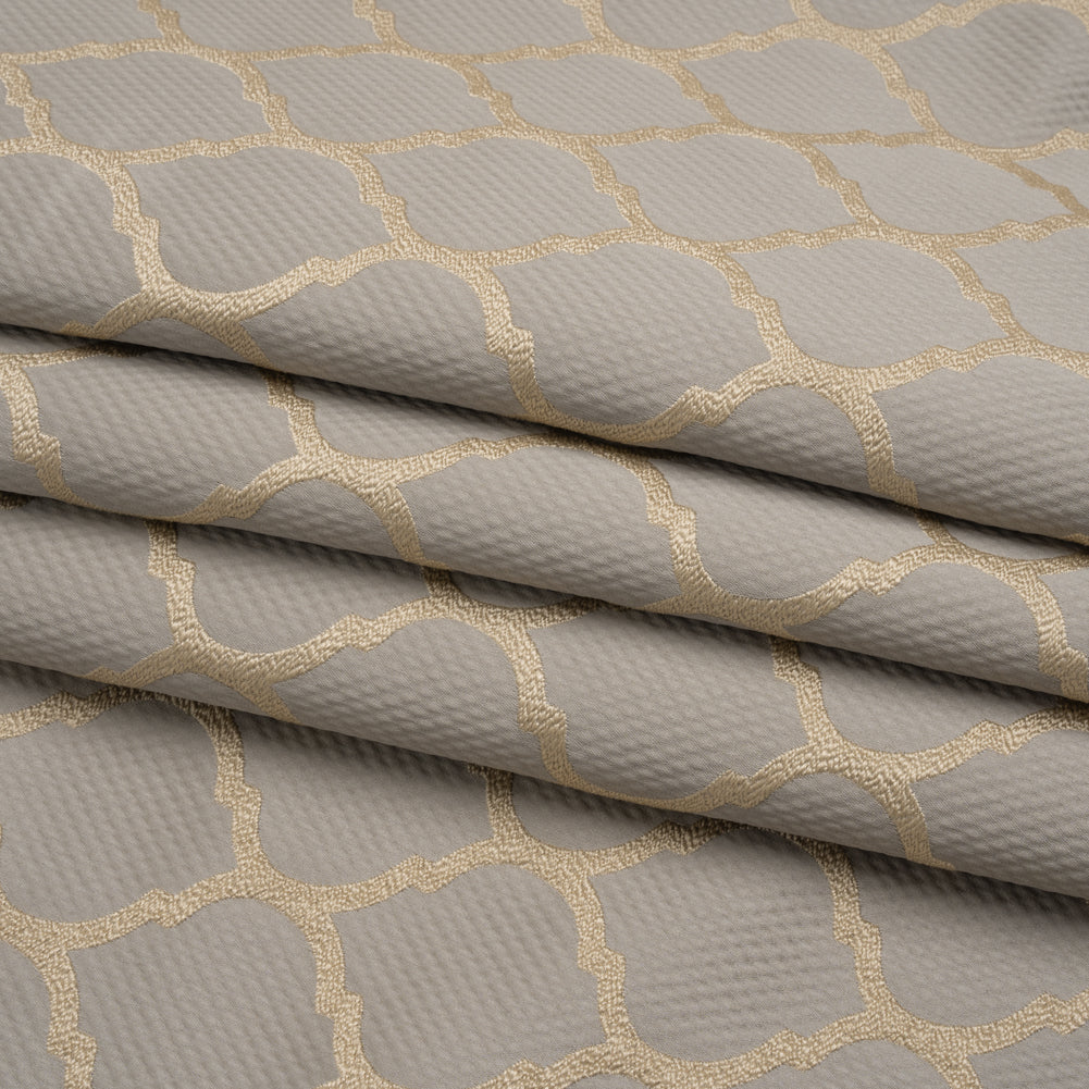 Satin-Faced Jacquard - Pewter Moroccan Quatrefoil - British Imported