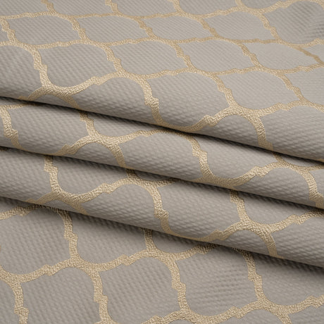 Satin-Faced Jacquard - Pewter Moroccan Quatrefoil - British Imported