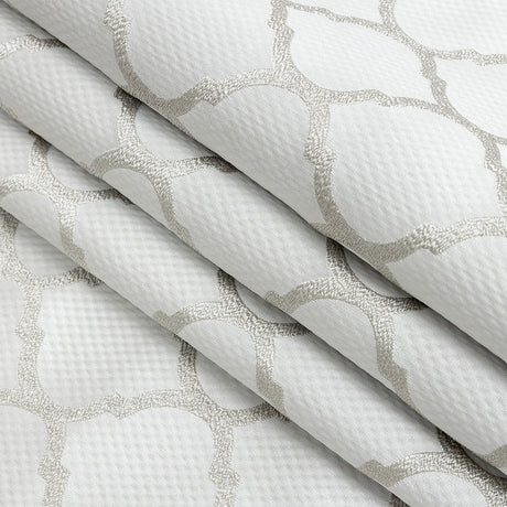 Satin-Faced Jacquard - Platinum Moroccan Quatrefoil - British Imported