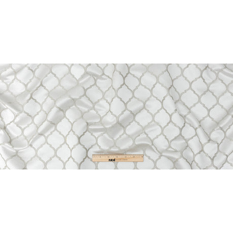 Satin-Faced Jacquard - Platinum Moroccan Quatrefoil - British Imported