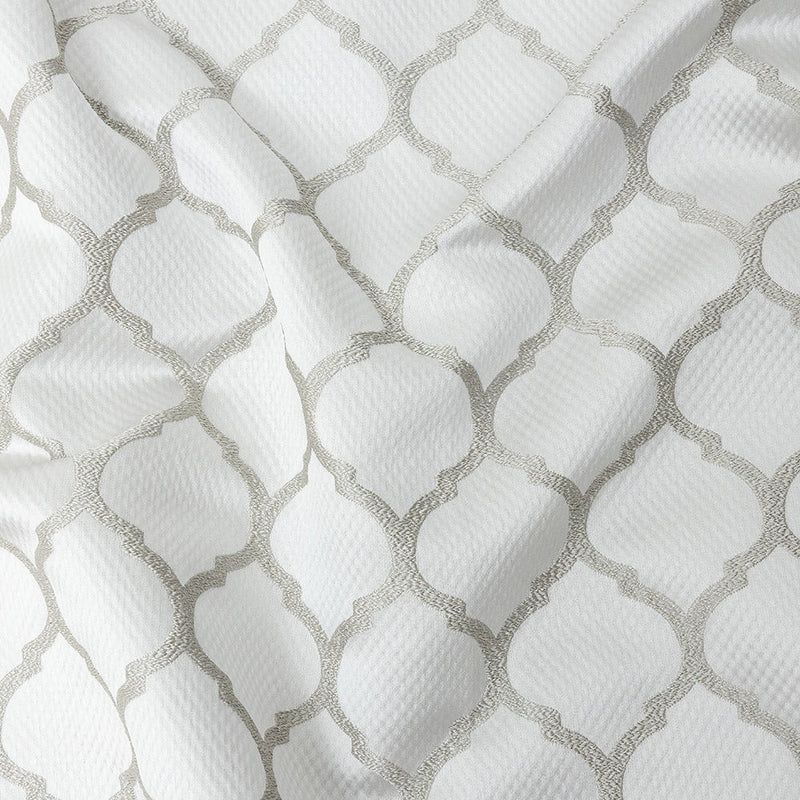 Satin-Faced Jacquard - Platinum Moroccan Quatrefoil - British Imported