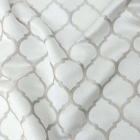Satin-Faced Jacquard - Platinum Moroccan Quatrefoil - British Imported
