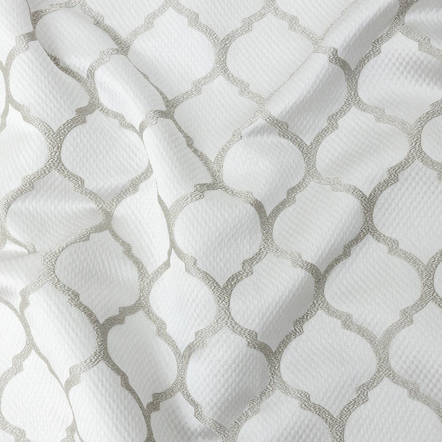 Satin-Faced Jacquard - Platinum Moroccan Quatrefoil - British Imported