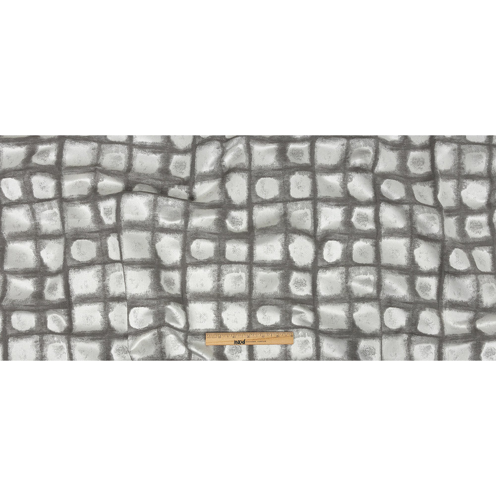 Drapery Jacquard - Graphite Painterly Squares - British Imported