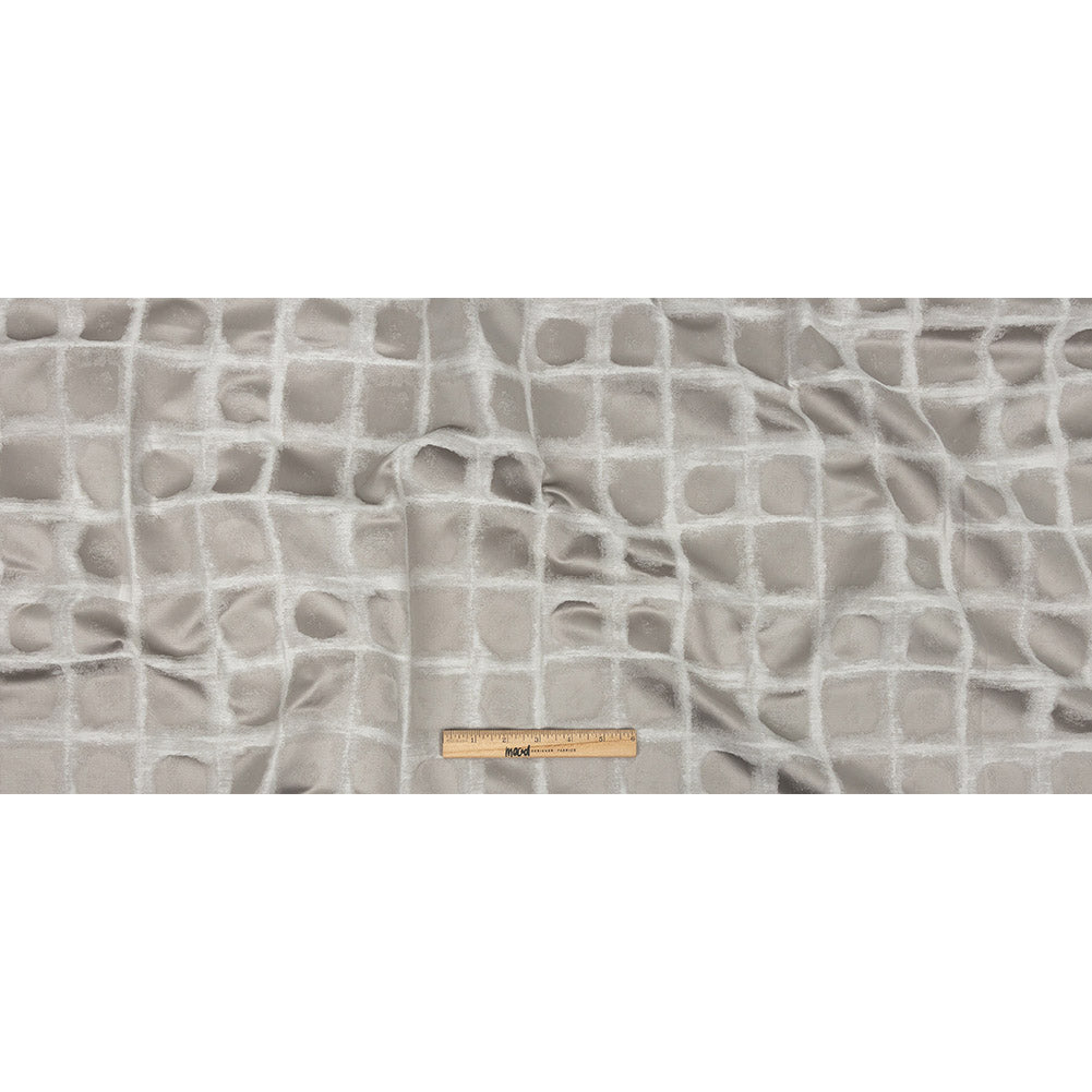 Drapery Jacquard - Pewter Painterly Squares - British Imported