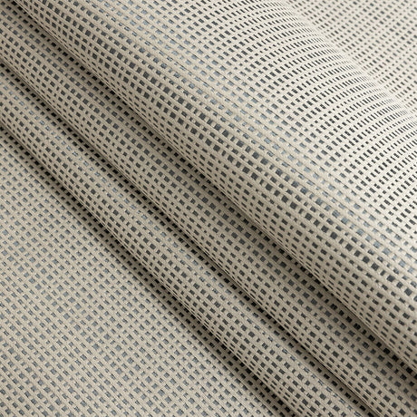 Satin-Faced Jacquard - Pewter Little Squares - British Imported