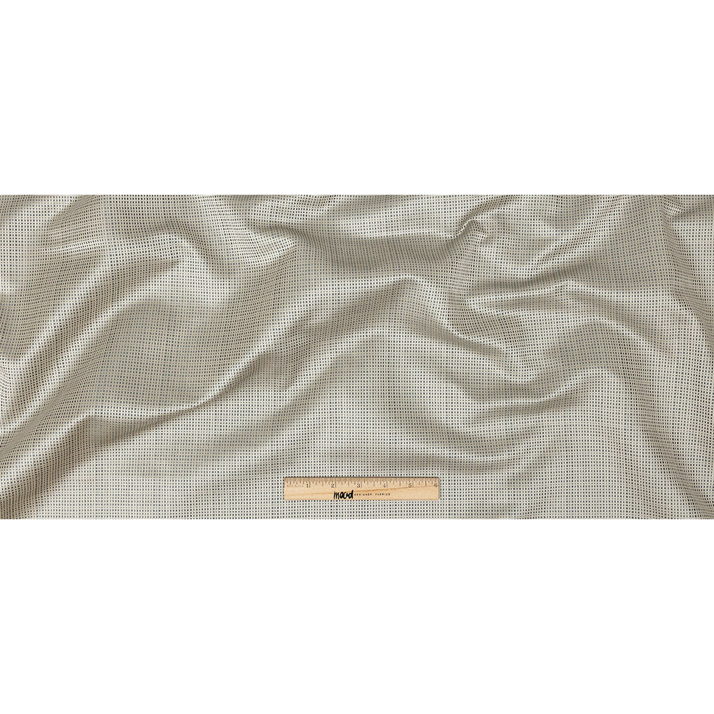 Satin-Faced Jacquard - Pewter Little Squares - British Imported