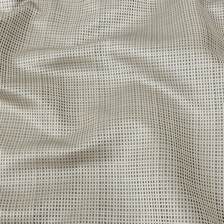 Satin-Faced Jacquard - Pewter Little Squares - British Imported