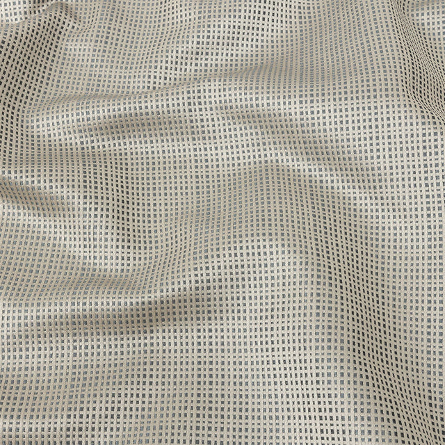 Satin-Faced Jacquard - Pewter Little Squares - British Imported