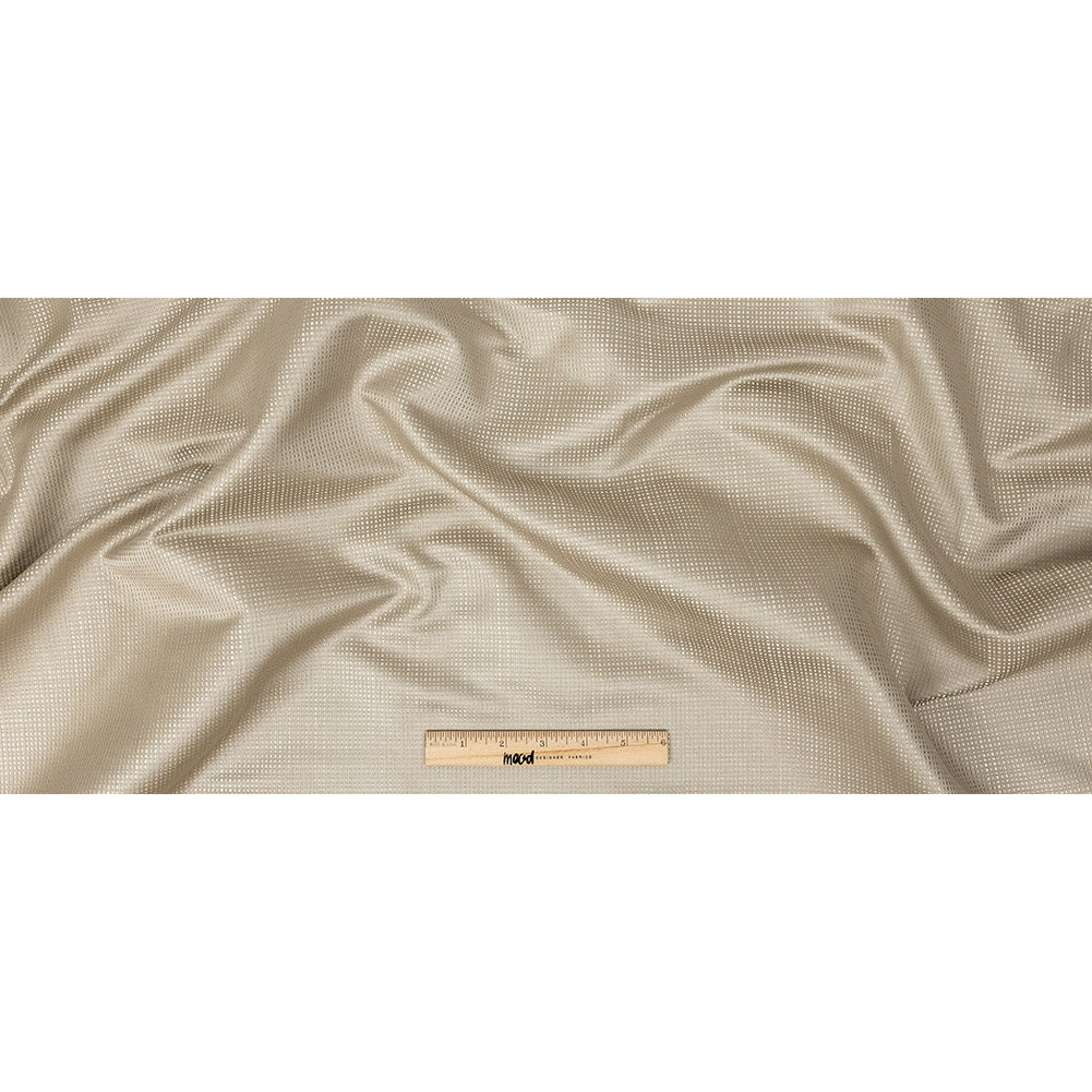 Satin-Faced Jacquard - Taupe Little Squares - British Imported