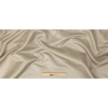 Satin-Faced Jacquard - Taupe Little Squares - British Imported