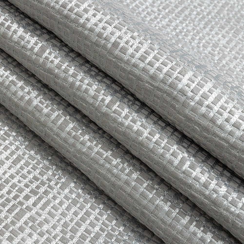Polyester Jacquard - Graphite Grid - British Imported