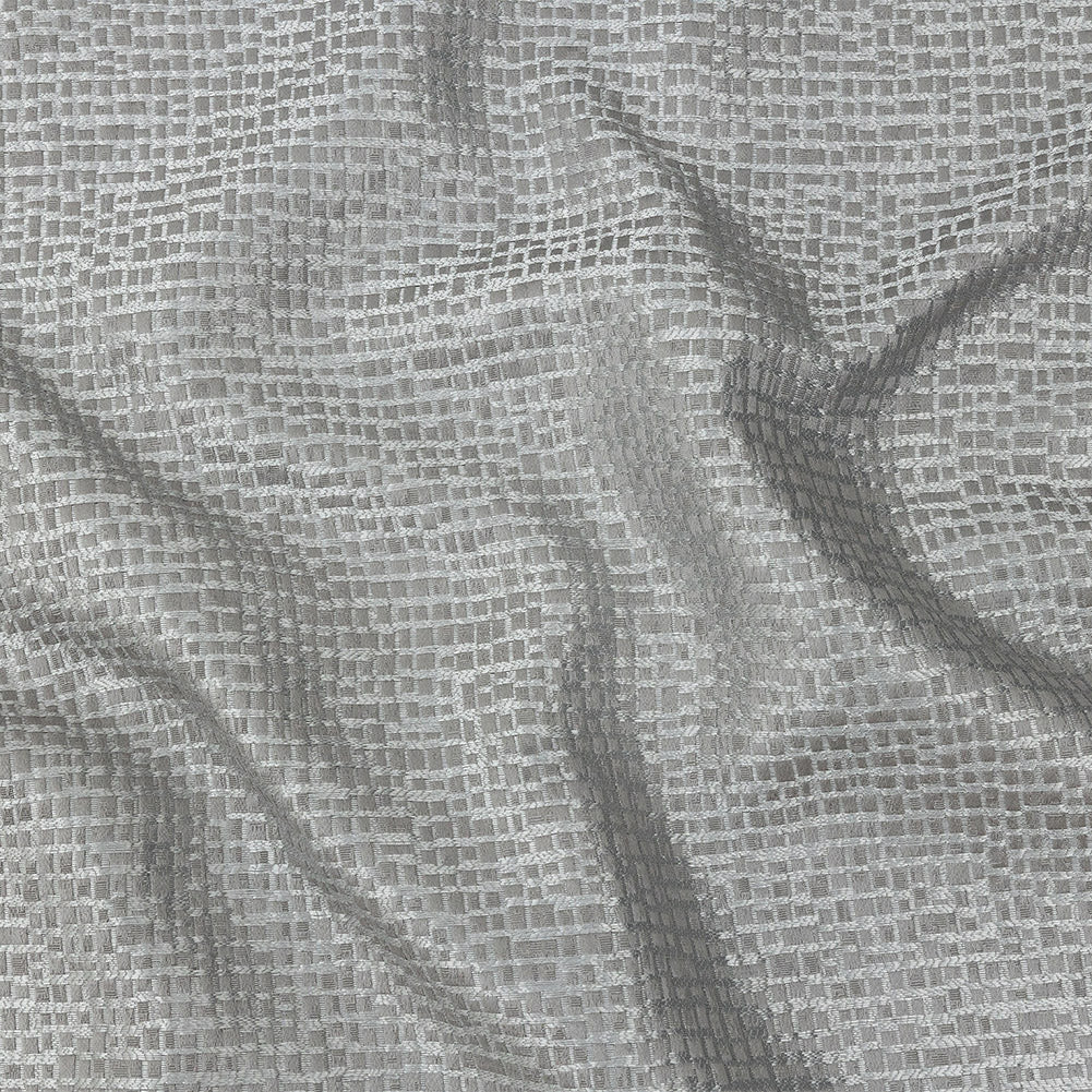 Polyester Jacquard - Graphite Grid - British Imported