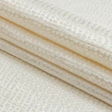 Polyester Jacquard - Ivory Grid - British Imported
