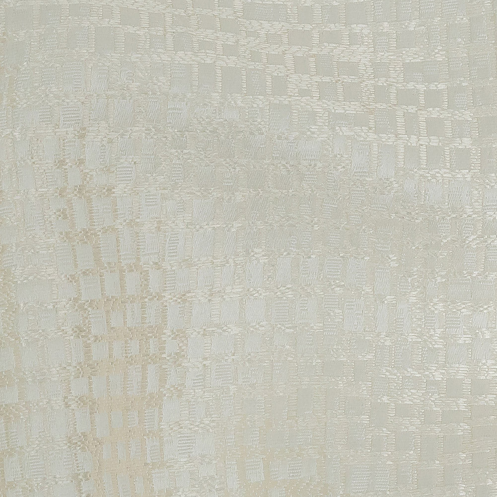 Polyester Jacquard - Ivory Grid - British Imported