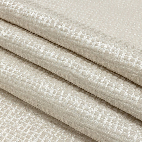 Polyester Jacquard - Taupe Grid - British Imported
