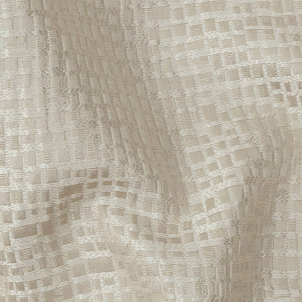 Polyester Jacquard - Taupe Grid - British Imported