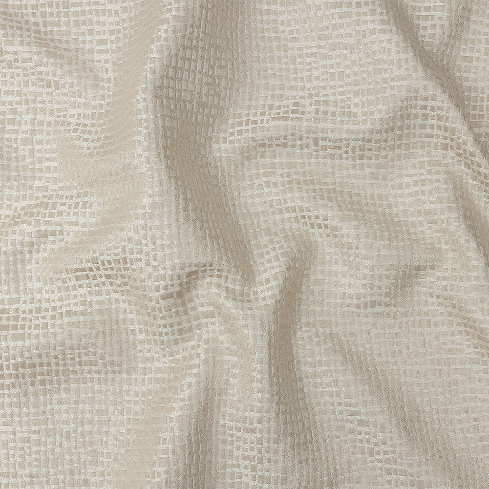 Polyester Jacquard - Taupe Grid - British Imported
