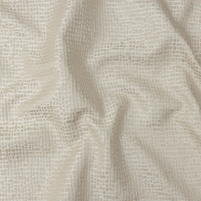 Polyester Jacquard - Taupe Grid - British Imported