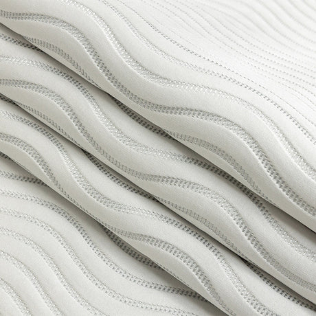 Satin-Faced Jacquard - Platinum Wavy Lines - British Imported