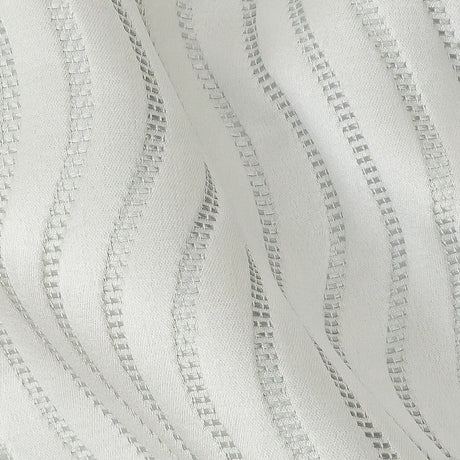 Satin-Faced Jacquard - Platinum Wavy Lines - British Imported