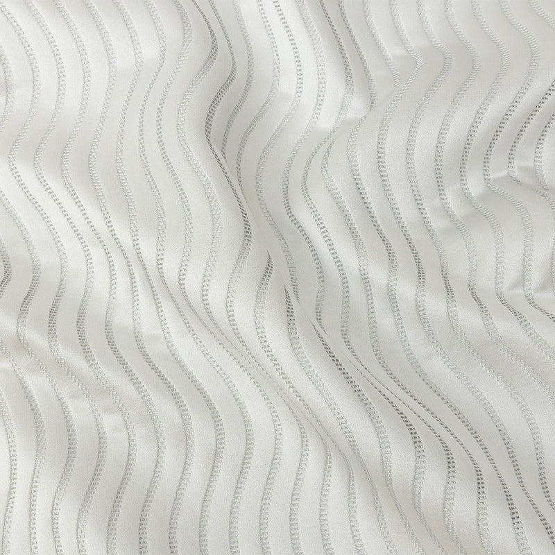 Satin-Faced Jacquard - Platinum Wavy Lines - British Imported