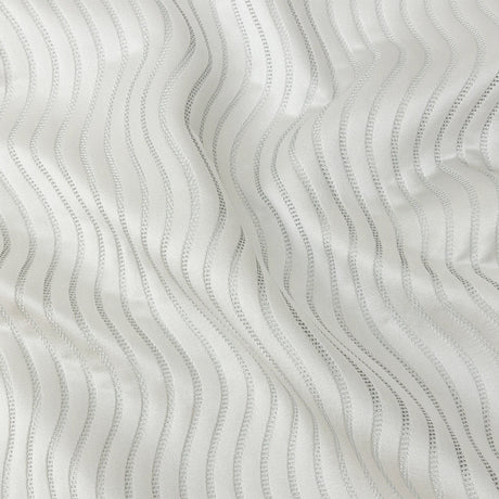 Satin-Faced Jacquard - Platinum Wavy Lines - British Imported