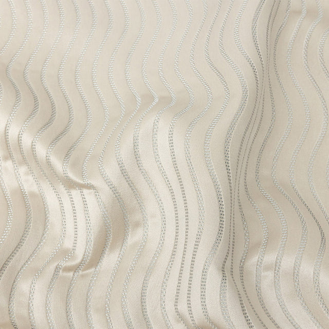 Satin-Faced Jacquard - Taupe Wavy Lines - British Imported