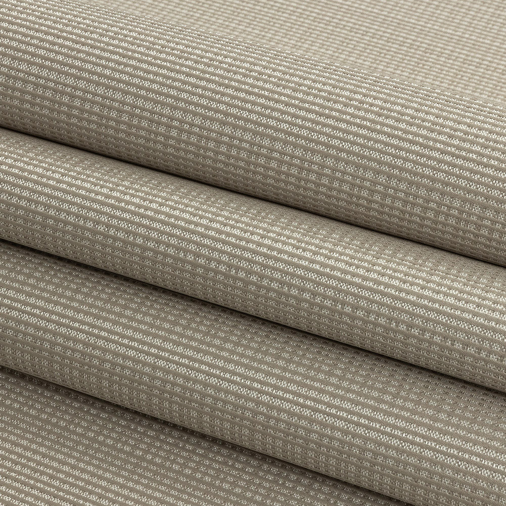 Gridded Polyester Woven - Taupe - British Imported