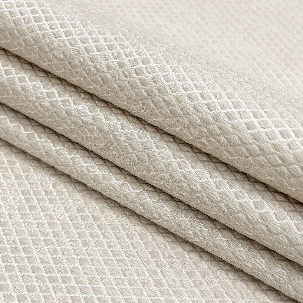 Polyester Jacquard - Taupe Diamonds - British Imported