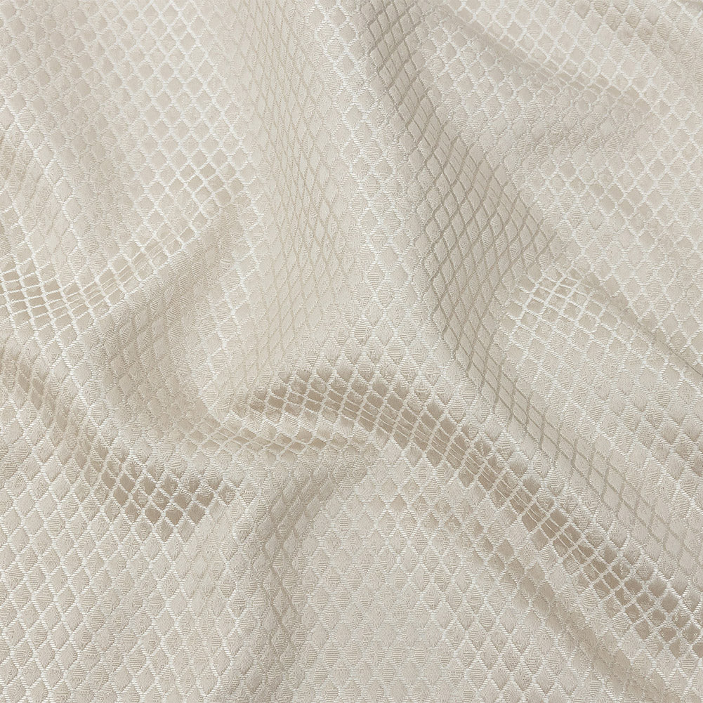 Polyester Jacquard - Taupe Diamonds - British Imported