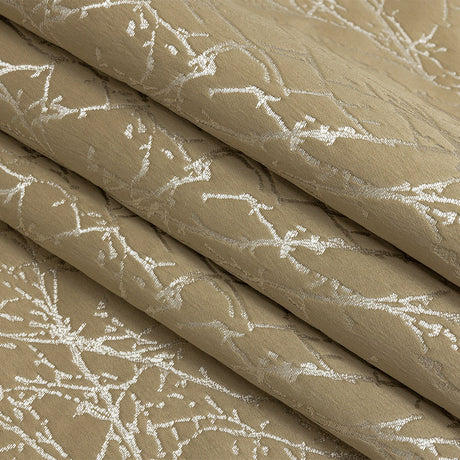 Polyester Jacquard - Gold Wintry Branches - British Imported