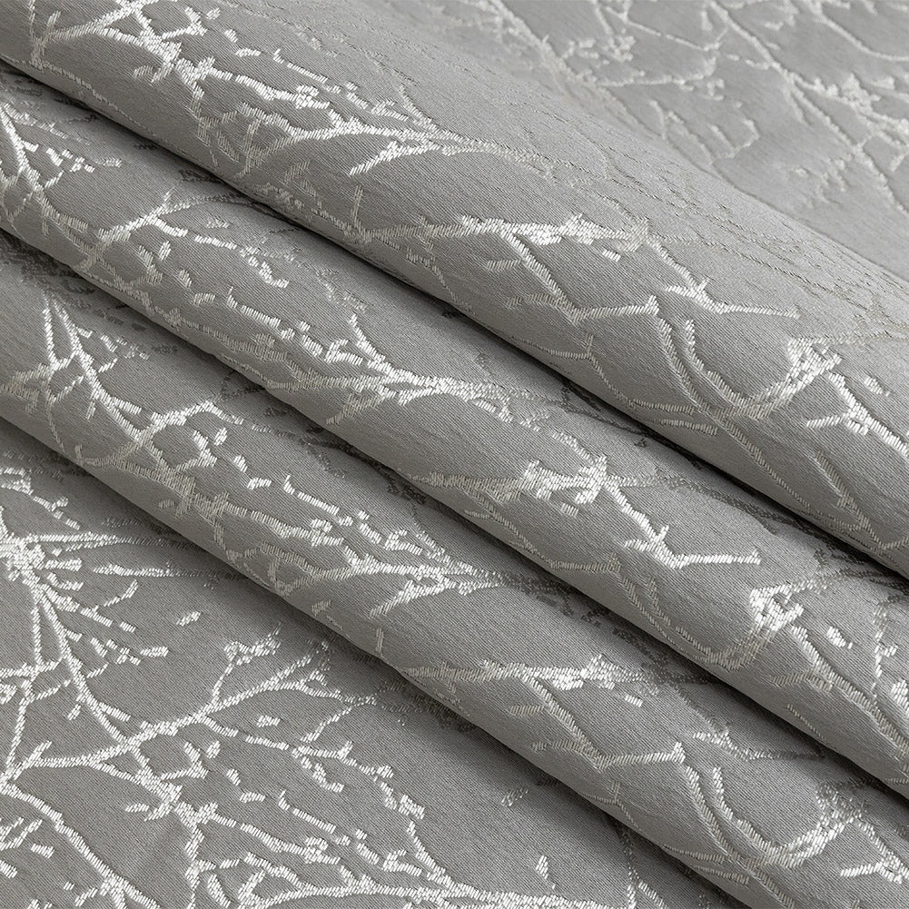 Polyester Jacquard - Graphite Wintry Branches - British Imported