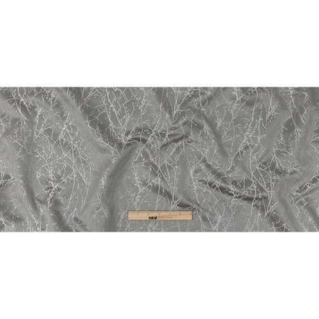 Polyester Jacquard - Graphite Wintry Branches - British Imported