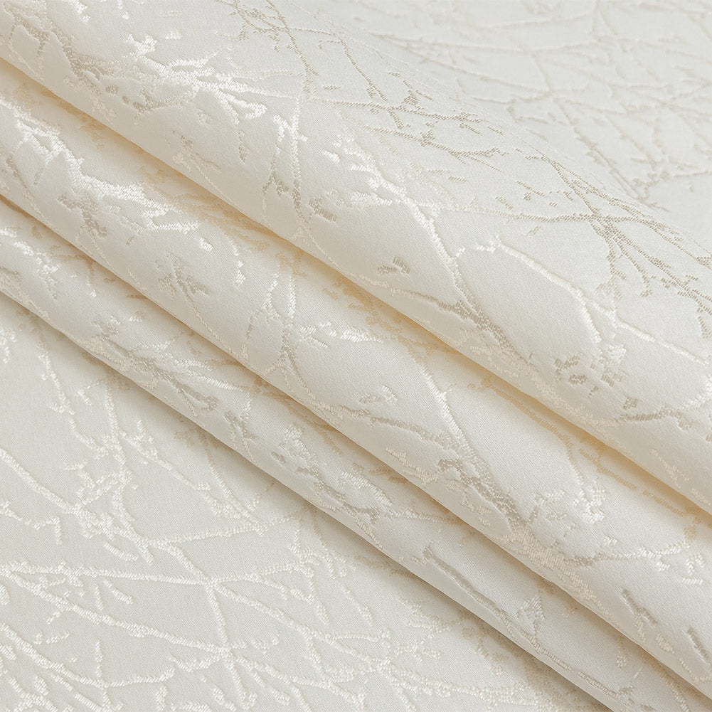 Polyester Jacquard - Ivory Wintry Branches - British Imported