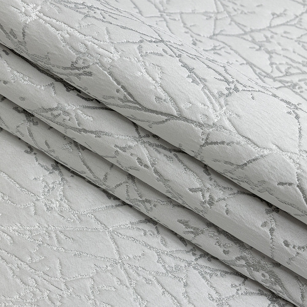 Polyester Jacquard - Platinum Wintry Branches - British Imported